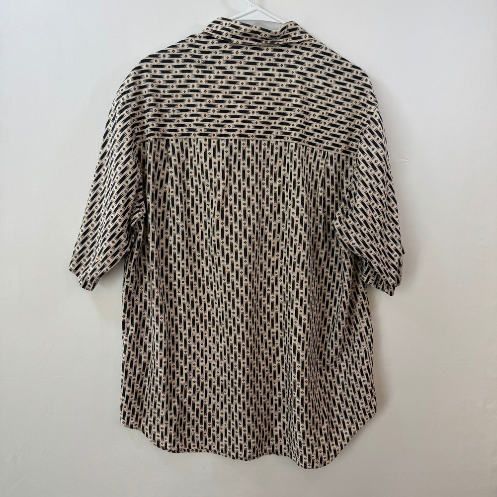 Murano Mens Linen Cotton Blend Short Sleeve Button Down Ikat Print Shirt Medium - Picture 3 of 8